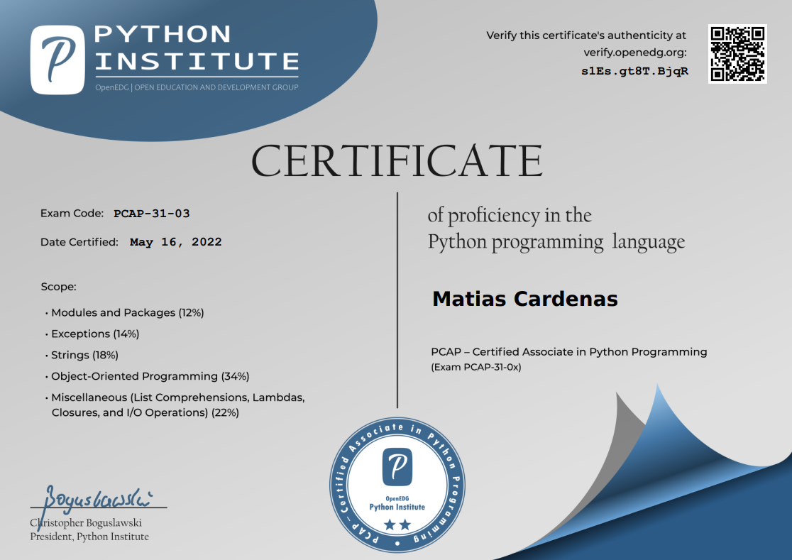 PCAP: Certified Associate in Python Programming